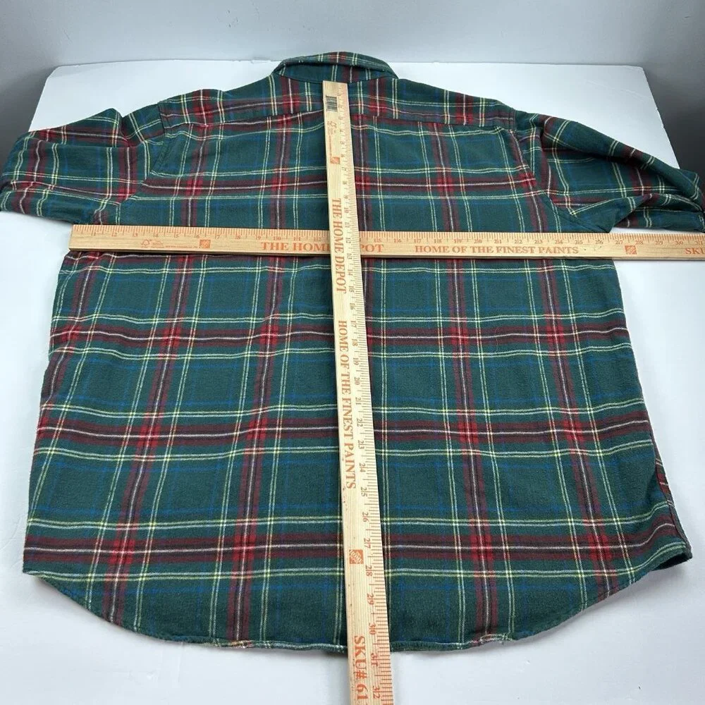 LL Bean VTG 90s Flannel Button Up Shirt Plaid Red Green Grunge Mens Xl